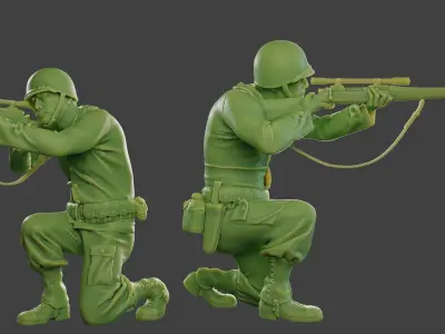 American soldier ww2 Shoot Crouch4 A12 3D print model