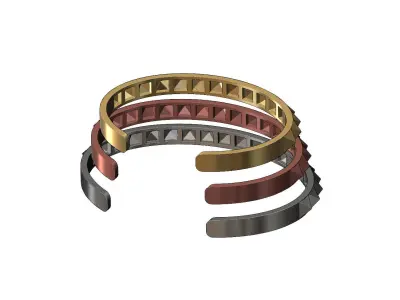 Pyramids studs cuff bracelet 3D print model