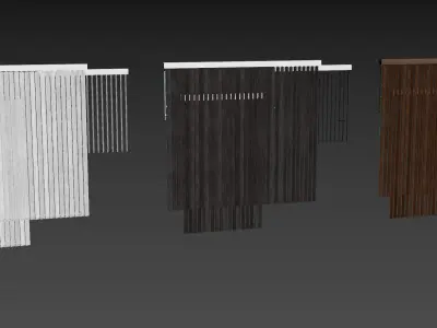 Vertical wooden blinds 3 options 3 colors 3D model