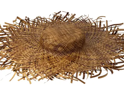 balinese straw wicker hat bamboo woven wall decoration boho  3D model