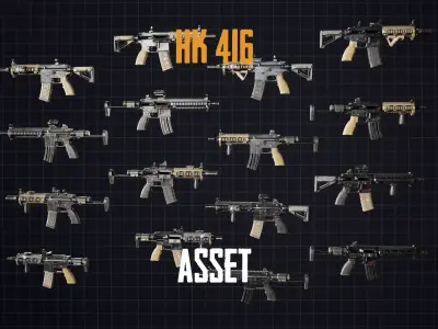 HK 416 Multi Asset Low-poly 3D model