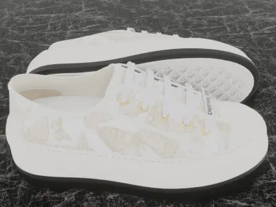 CHRISTIAN DIOR 3D SHOES - WHITE Low-poly 3D model