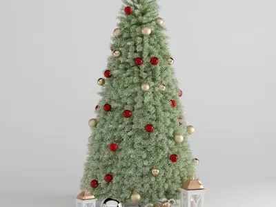  Christmas tree with decor 3D model