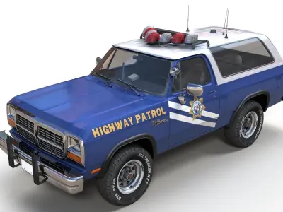 Dodge Ramcharger 1990 police  Low-poly 3D model