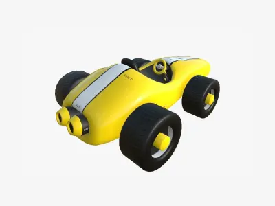Cartoon Kart F06 Yellow - Vehicle Racing Design Low-poly 3D model