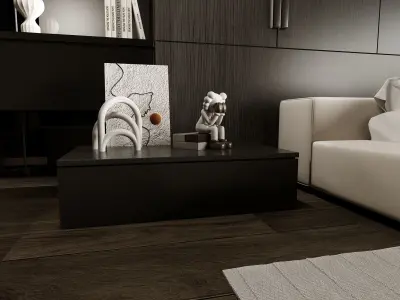 modern dark bedroom 3D model