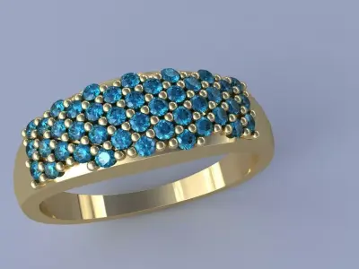 6mm Diamond Pave Ring Size 8 Gold Silver Platinum Jewelry 3D print model