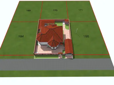 apartment house on plot of land 3D model