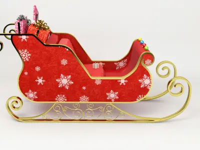 Santa Claus Sled - Christmas Sled - Chritmas Gift - 3D model