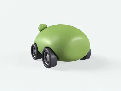 Cartoon Frog Car Cute Low-poly 3D model