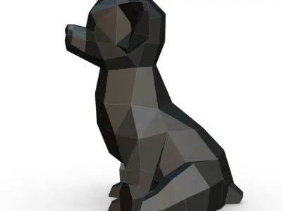 Chihuahua low poly polygonal sculpture of dog 3D print model