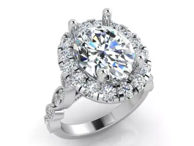 Oval Halo Ring 3648 3D print model