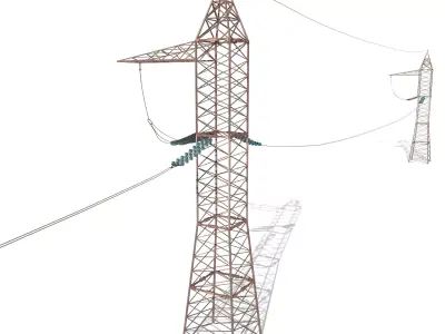 Electricity Pole 17 Weathered Low-poly 3D model