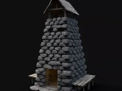 BLACKSMITH STOVE ROCK FORGE SMITHY SMITH FURNANCE MEDIEVAL STONE Low-poly 3D model
