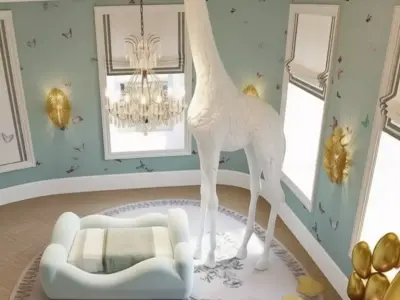 Giraffe Statue 3D Monumental Animal Sculpture Luxury Low-poly 3D model