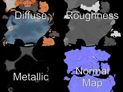 Muscular Fighter Character with Spiky Hair and Tank Top Low-poly 3D model