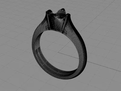 D-1612 solitaire diamond engagement ring 3D print model
