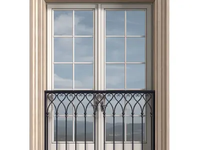 Classic facade window with French balcony 3D model