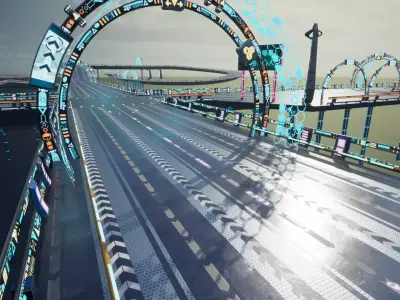 Modular Sci-fi Road  Low-poly 3D model