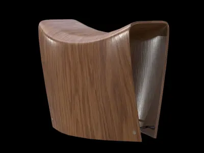 Gallery Stool-Walnut lacquered Low-poly 3D model