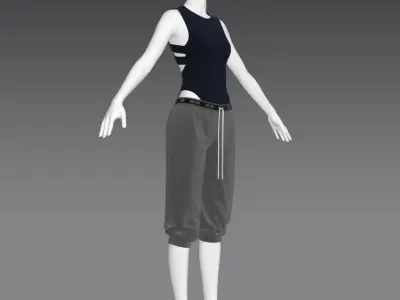 Two piece gym coutfit Low-poly 3D model