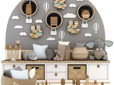 toys and furniture set  Low-poly 3D model