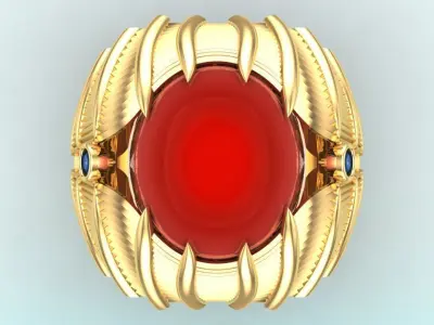  Mens oval stone ring - Mens ring - N230 3D print model