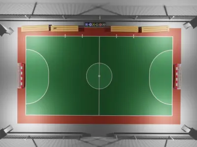 FootZall soccer field with lights 3D model