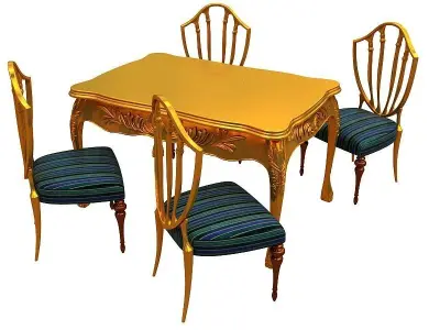 classical Dining set Low-poly 3D model
