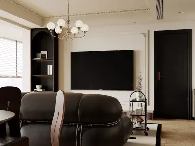 Eclectic living and dining room interior 3D model