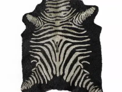 Zebra rug black 4 3D model