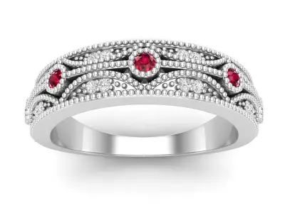 AV 583 Diamond Ladies Vintage Stackable Wedding Band 3D print model