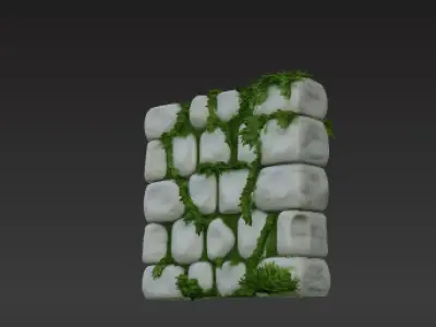 Collapsed Brick Barrier  Damaged Wall with Exposed Rebar Low-poly 3D model purchase