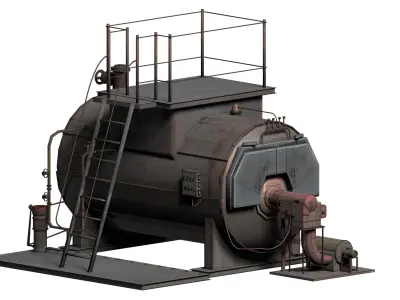 Steamboiler generator boiler tank Low-poly 3D model