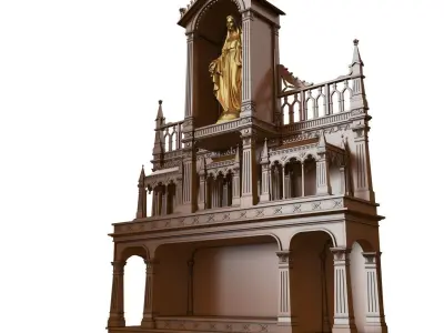 wooden christian altar luxury golden statue of god 3D model