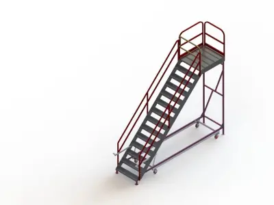 mobile ladder on wheeled 3D model