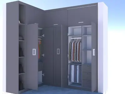 L Shape Wardrobe Design 3D print model