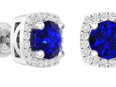 AV 295 Round Diamond Ladies Halo Style Stud Earring 3D print model