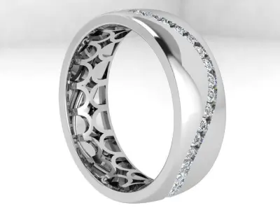 Wave Diamond Line Wedding Band 4421 3D print model