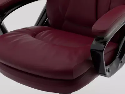  Luxury Burgundy Leather Executive Office Chair PBR 3D Model 3D model