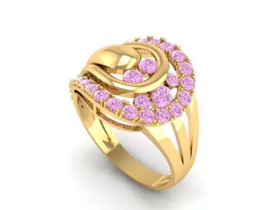 Luxury Teardrop Swirl Gemstone Ring for Women 455 3D print model