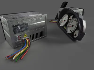 Mazda MX-5 Speedometer Radio Klima Low-poly 3D model