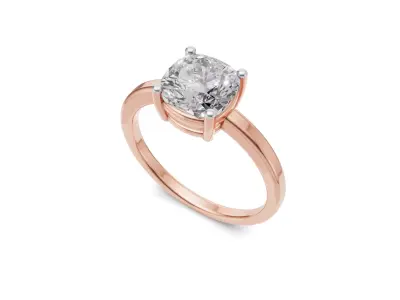 Cushion Solitaire Ring For Women 3D print model