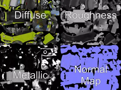 Lime Green Convertible model pack Low-poly 3D model