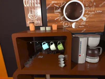 coffe bar Low-poly 3D model