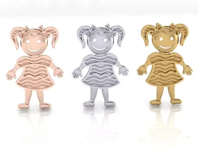 free girl gold pendant Free 3D print model