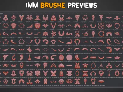 150 Ornamental Brushes and  IMM   Vol 50 Low-poly 3D model