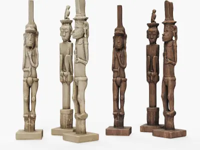 African totems sculpture Low-poly 3D model