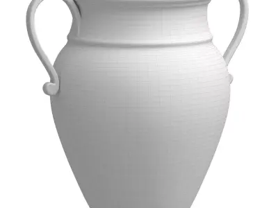 Italian vase Flowerpot with hand painted Santorini 3D model