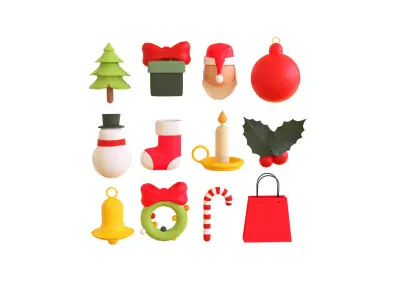 Christmas Items Collection v001 Low-poly 3D model